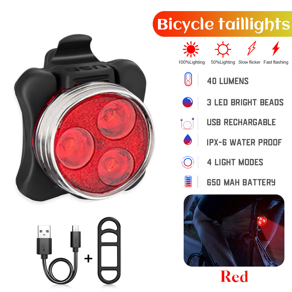 3 LED đi xe đạp xe đạp đèn hậu với USB Sạc xe đạp đuôi Clip ánh sáng đèn xe đạp ánh sáng luz Bicicleta Phụ Kiện Xe Đạp