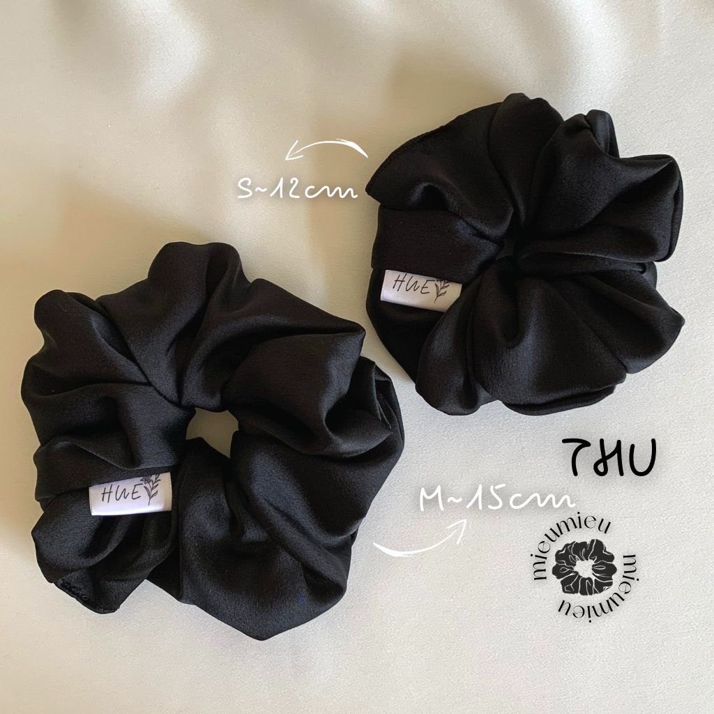 Phụ kiện tóc cột tóc scrunchies handmade lụa satin mềm chun co giãn bảo vệ tóc S1048