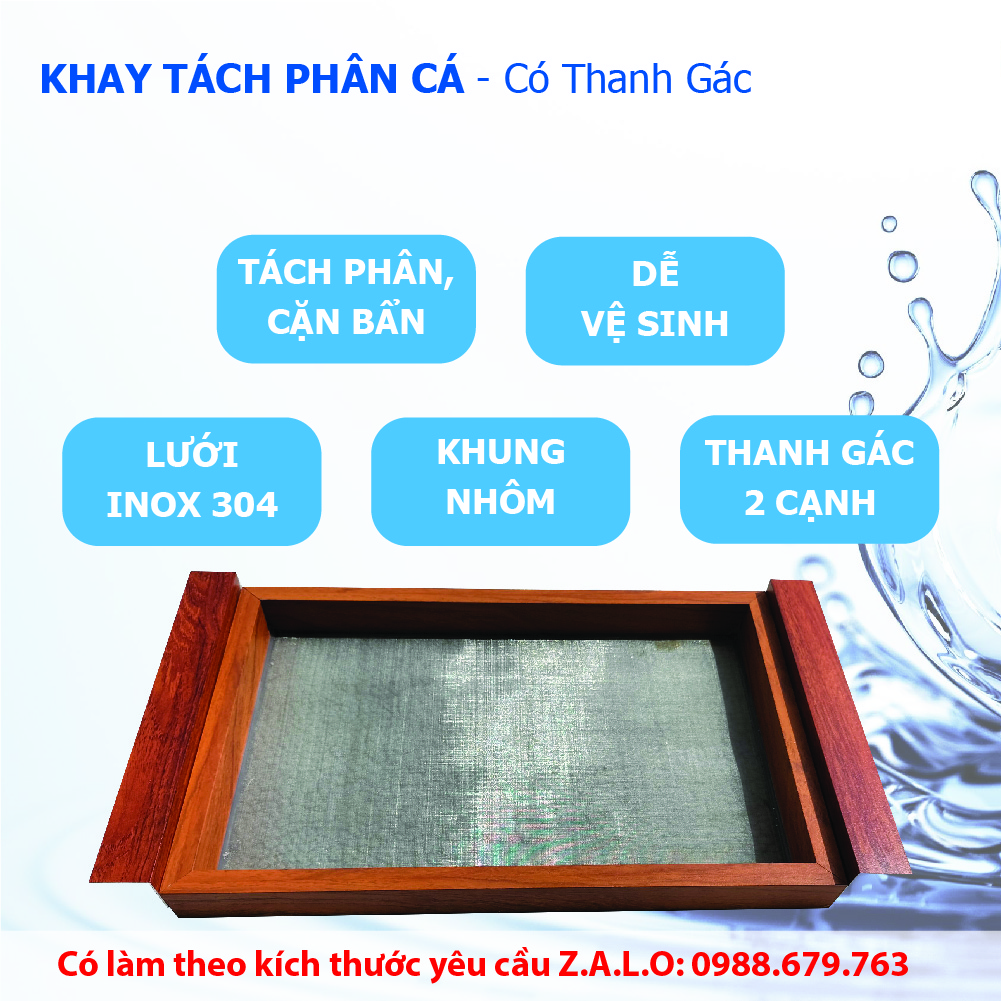 (20cm x 15cm) - Khay tách phân cá - Lưới lọc inox 304