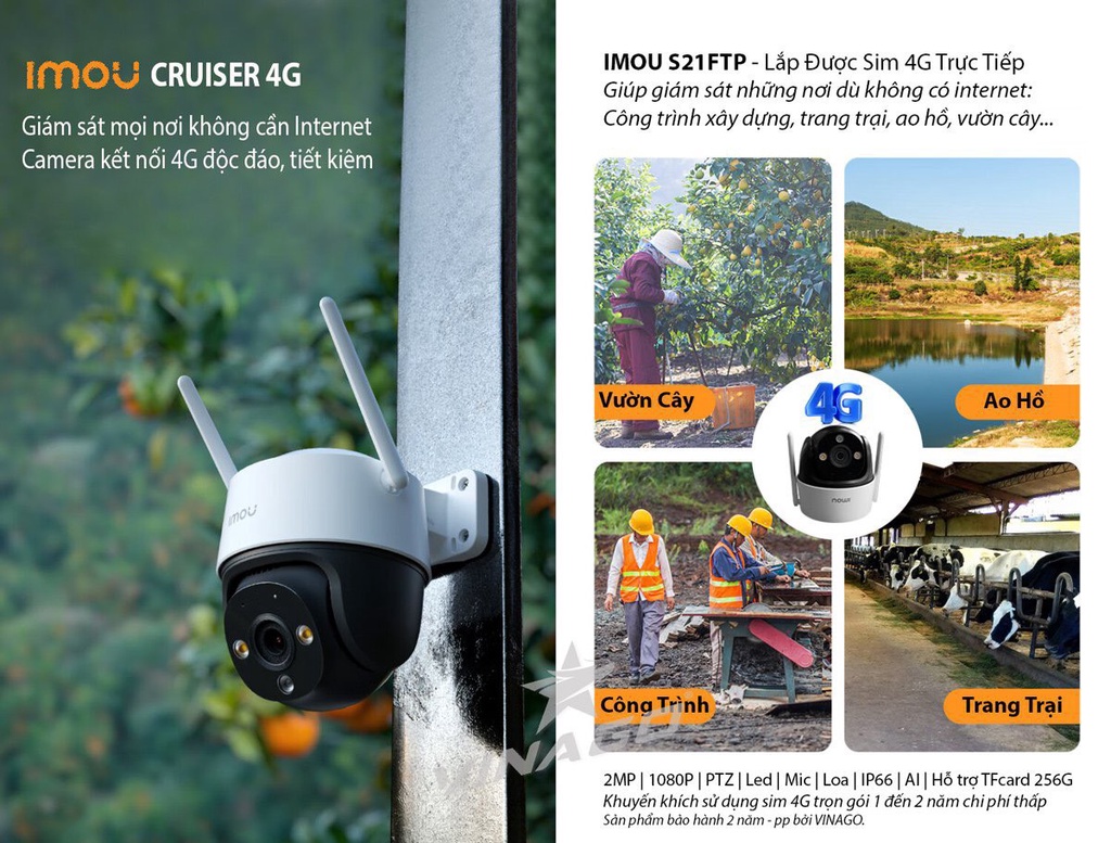 Camera Imou S21FTP dùng sim 4G có đèn có loa - IMOU SIM 4G - CAMERA DÙNG SIM