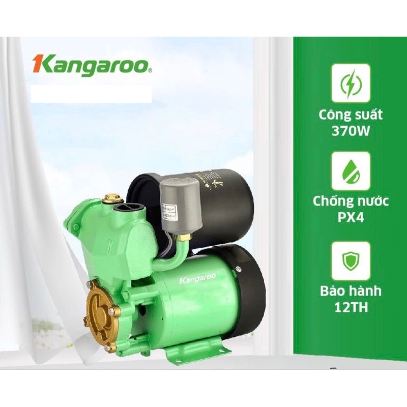 Máy bơm nước tăng áp Kangaroo KG 370A 370W Lắp tăng áp tổng từ bồn nước về cho tất cả các thiết bị trong gia đình - Bảo hành 12 tháng