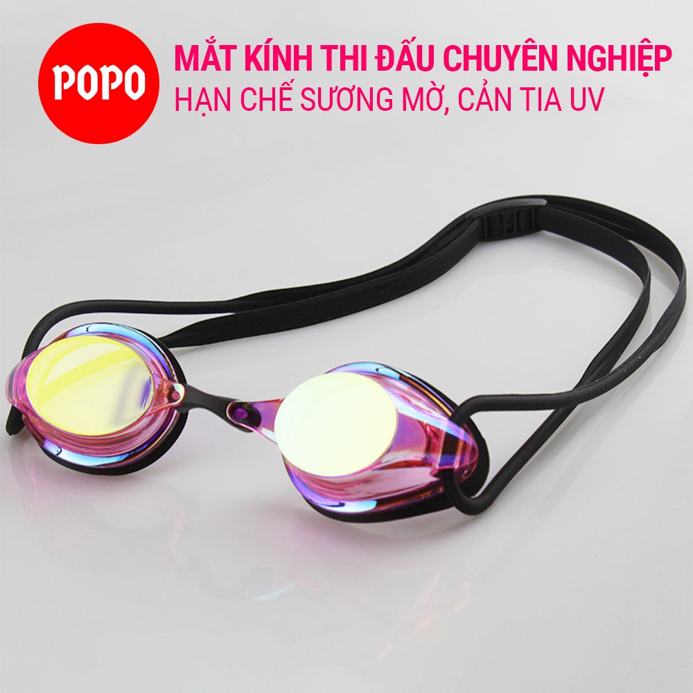 Kính bơi chuyên nghiệp POPO RG700 mắt kính tráng gương cao cấp cản tia uv, chống hấp hơi kiếng bơi thi đấu cho nam nữ