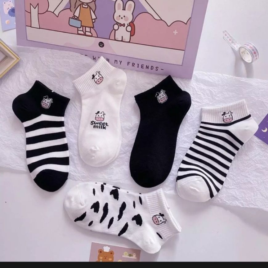 Set 5 Đôi Vớ Tất Bò Sữa 4-8 tuổi MisaMisu