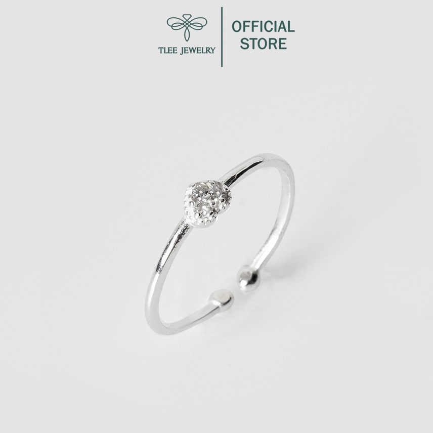 Nhẫn bạc nữ TLEE tim ba viên đá mini cao cấp TleeJewelry A0270