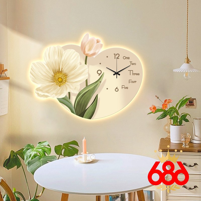 Đồng hồ tráng gương gắn đèn led phong cách bắc âu tối giản
