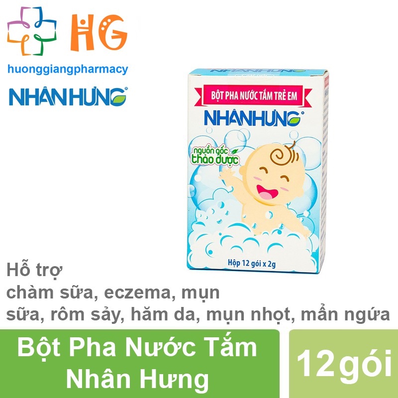 Bột pha nước tắm trẻ em Nhân Hưng (Lẻ 10 gói và 30 gói)