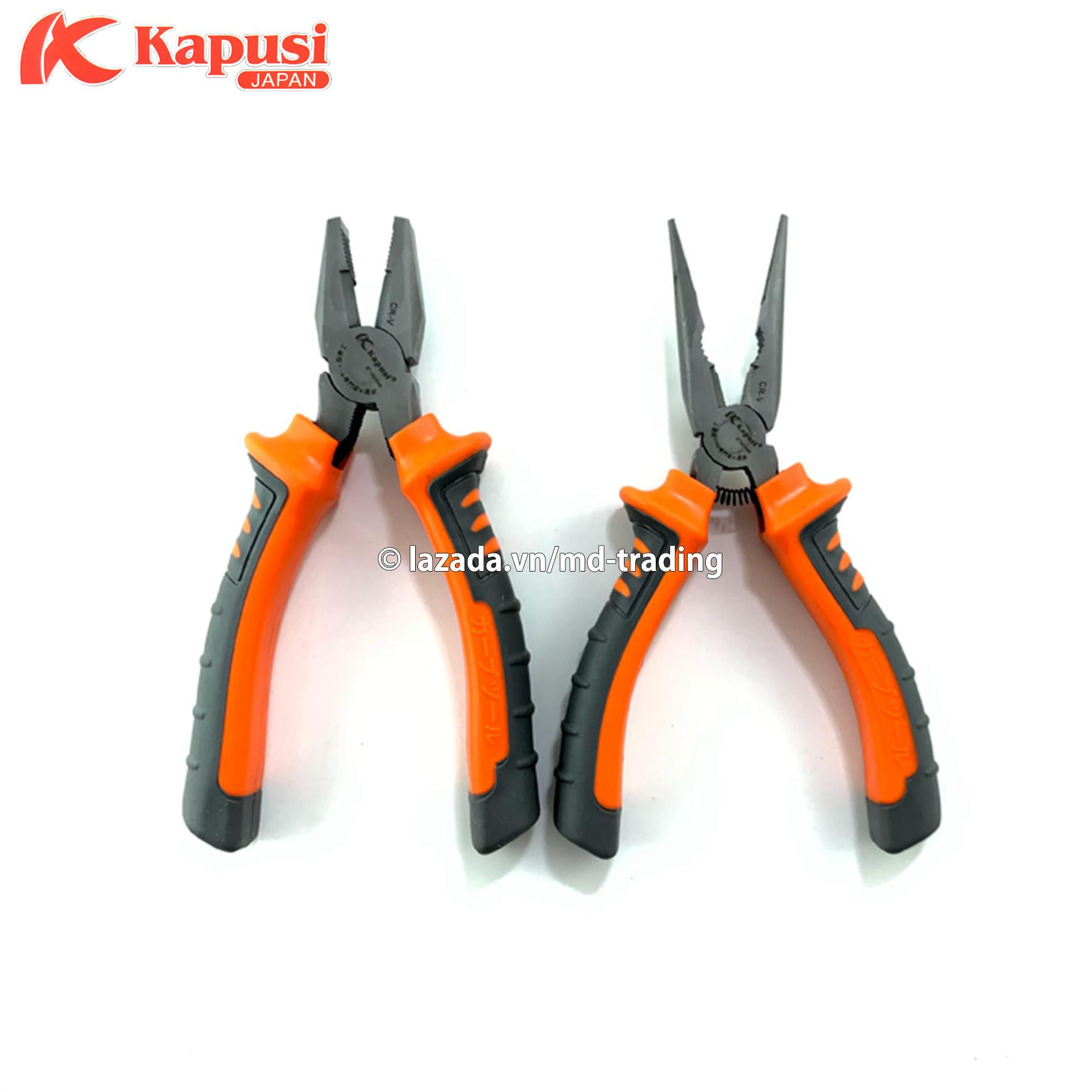 Bộ kìm điện, kìm nhọn thép Nhật CR-V cao cấp Kapusi Japan 6 inch