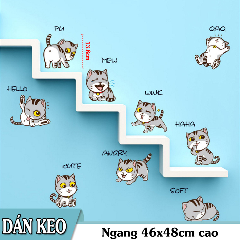 Decal dán tường trang trí - mèo con tinh nghịch