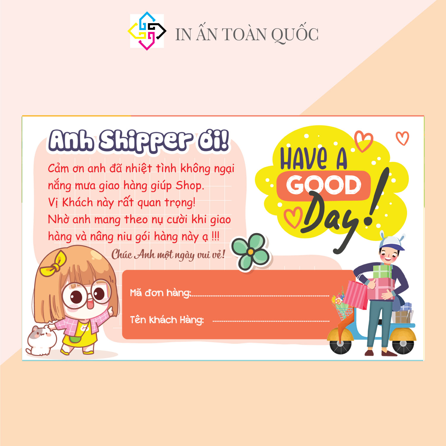 Tem nhãn decal dán hàng cod cảm ơn anh shipper 100 cái