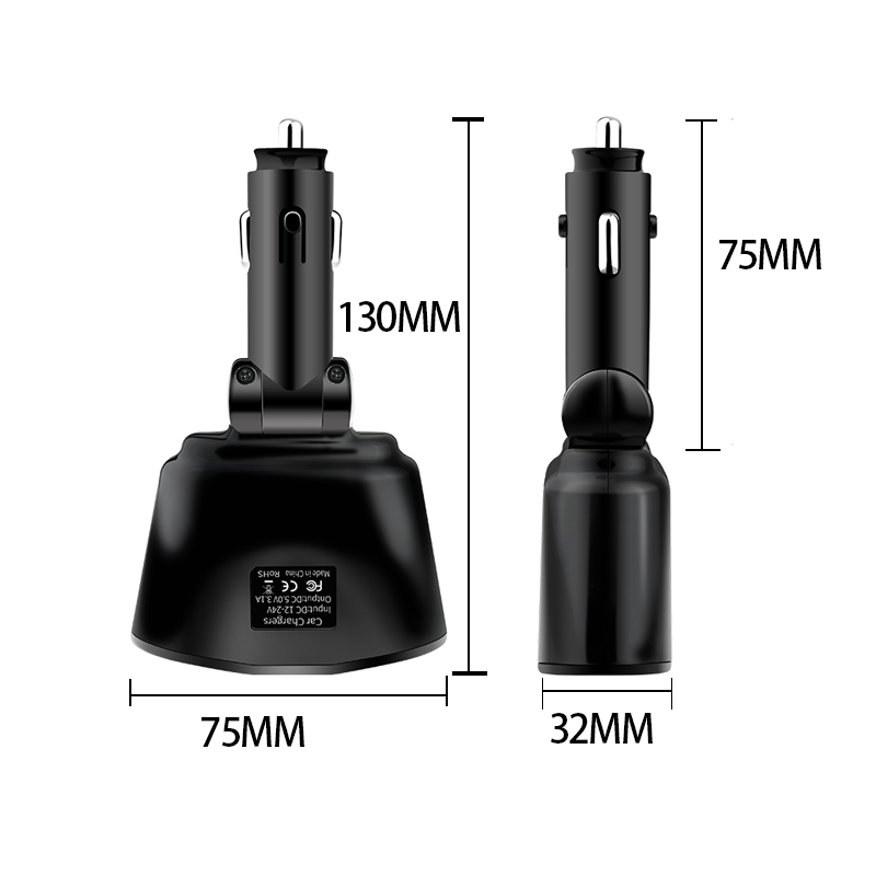 12-24V Car Charger 2 Lighter Ports 2 USB Sockets