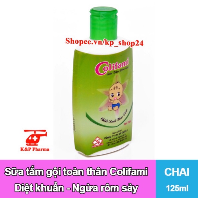 Sữa tắm gội rôm sảy colifami 125ml – giúp diệt khuẩn, ngừa rôm sảy, hăm da ở trẻ em