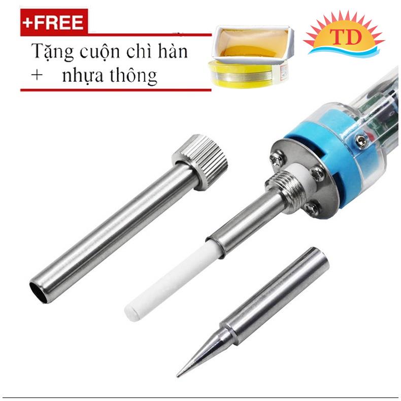 Mỏ hàn chì cao cấp điều chỉnh nhiệt độ 60W + Kèm chì và nhựa thông - no.907 SOLDERING IRON viền Xanh