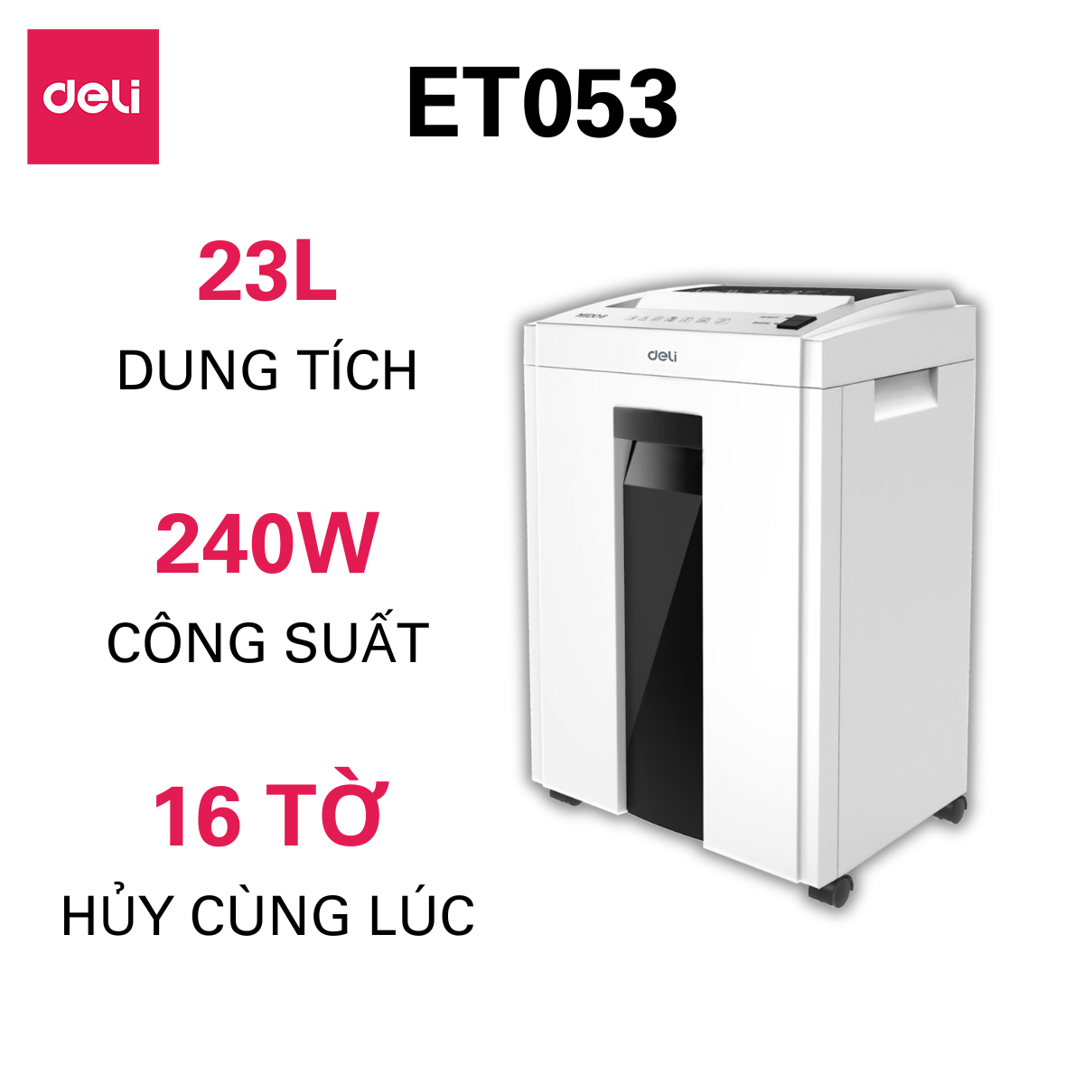 Original Deli ET051 ET053 High Capacity Heavy Duty Document Disposer-Small Capacity Extra Large Capacity Document Chopper For Business Document Security, It Has Office, School