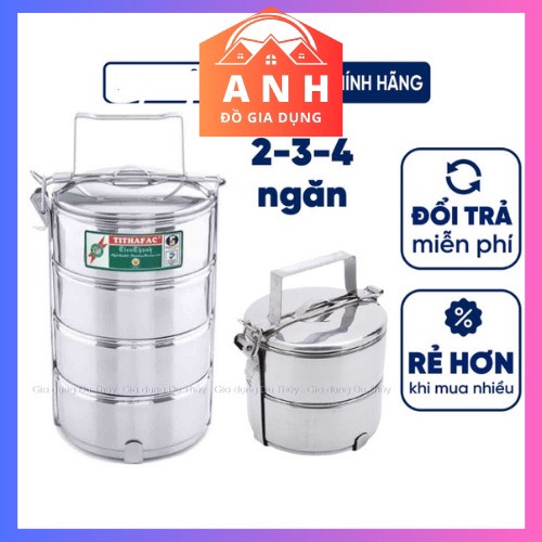 Cà mên inox đựng cơm văn phòng 2 tầng, 3 tầng, 4 tầng mẫu ngăn đều thương hiệu Tithafac .