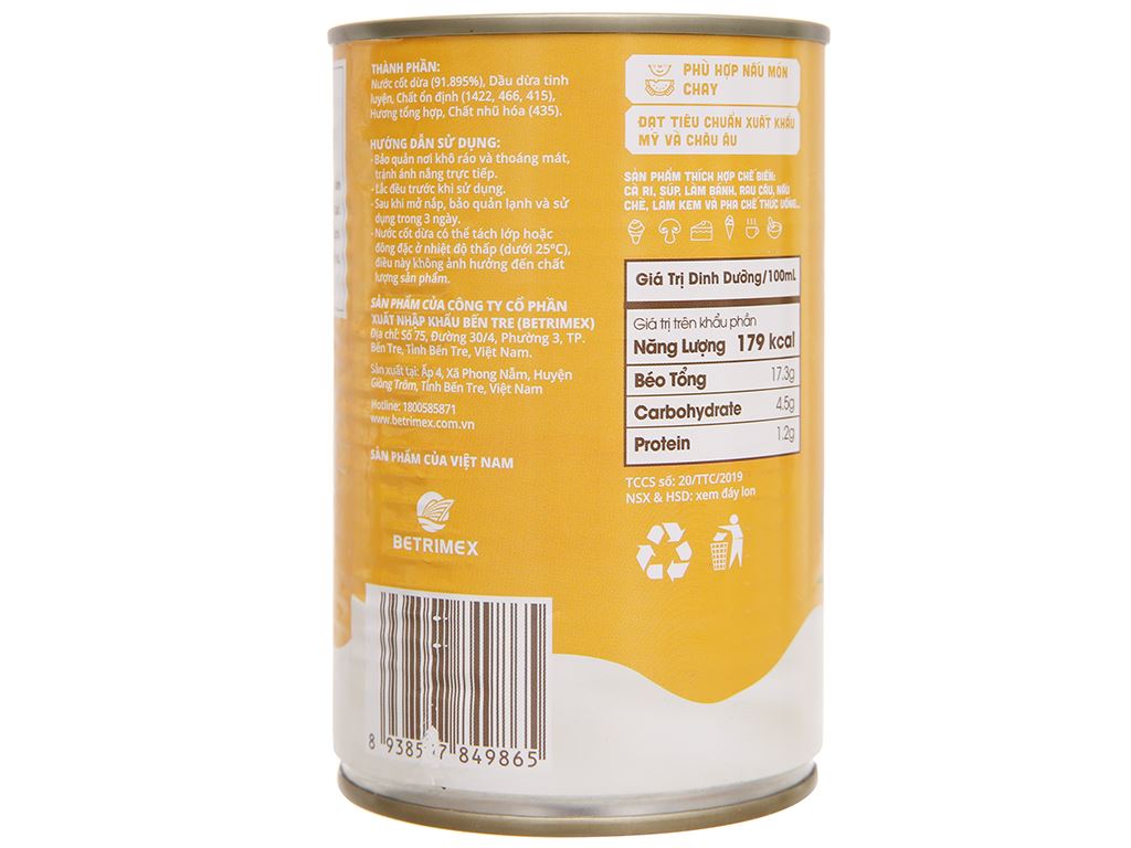Combo 2 Lon Nước Cốt Dừa Tươi Chefs Choice (Cam) Lon 400ml x2