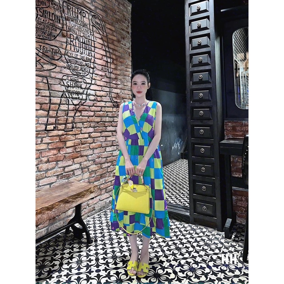 ✨đầm maxi✨đầm maxi kẻ khối