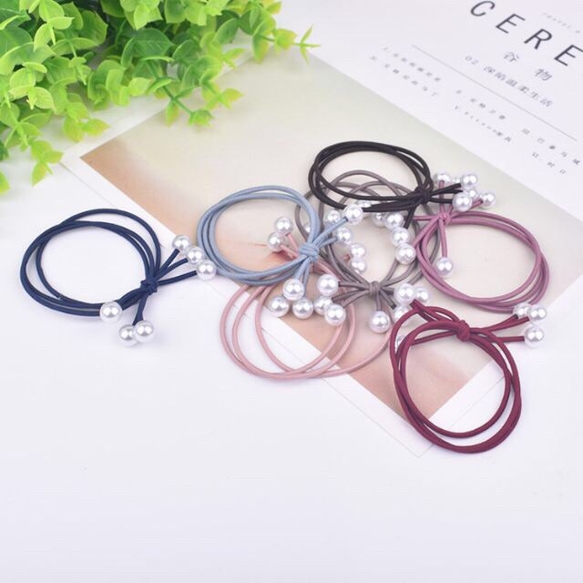 Sỉ 10 Dây Cột Tóc Đính Hạt Trai, Buộc Tóc, Hàng Đẹp - phukienteen