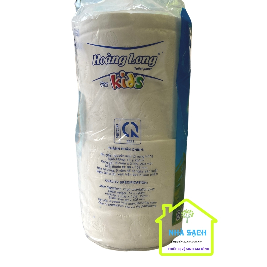 Lốc 6 Cuộn Giấy Vệ Sinh Lụa Không Lõi Hoàng Long