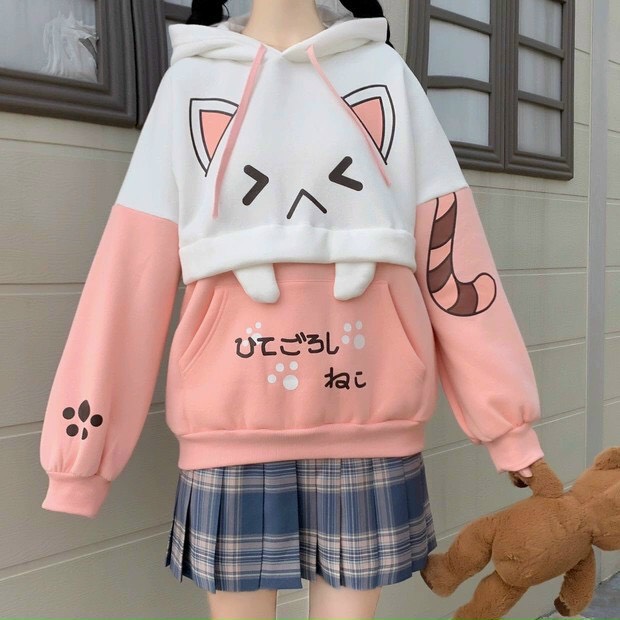Áo Hoodie Nữ Phối Mèo Kèm Theo Hình Cực Đẹp-Sweater Hoodie Cực Xinh Đẹp MC Fshion