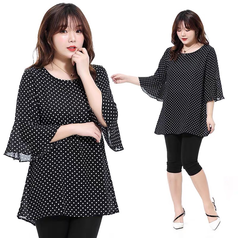 Áo chấm bi tay loe trung niên bigsize - BSd423