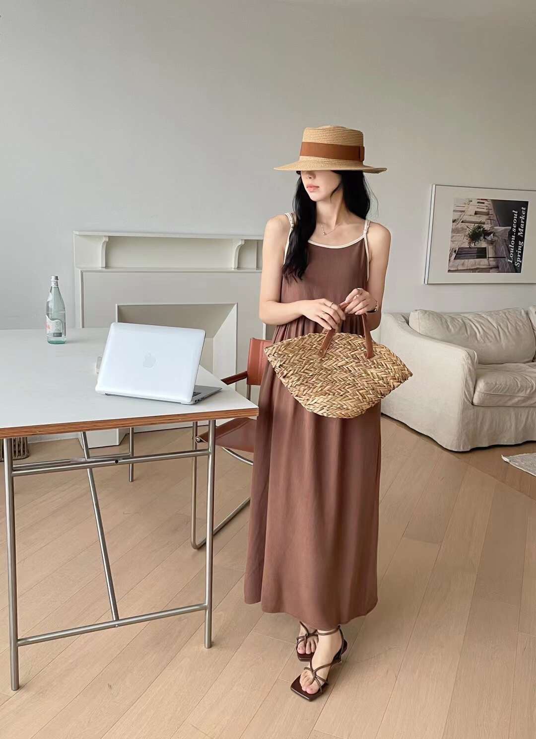 Đầm hai dây phối viền freesize - Lyn's Closet