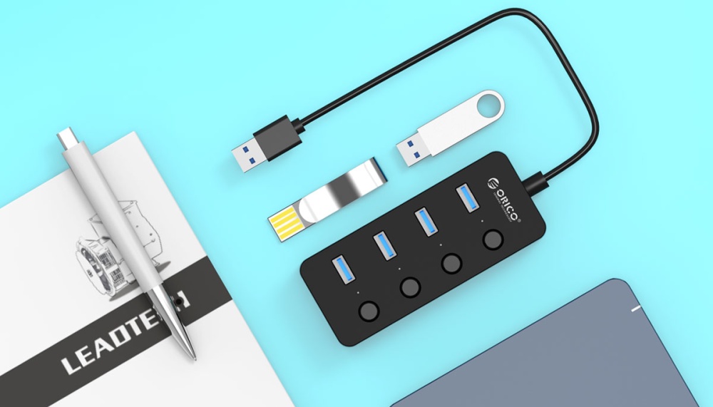 Bộ chia USB HUB 4 cổng USB 3.0 ORICO W9PH4-U3-BK -Nhà Phân Phối Chính Hãng