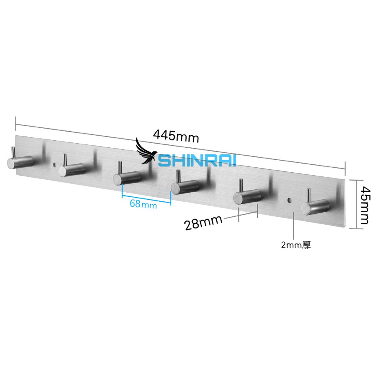 Móc treo đồ , móc treo quần áo hình nấm inox sus304 xước 7 móc shinrai