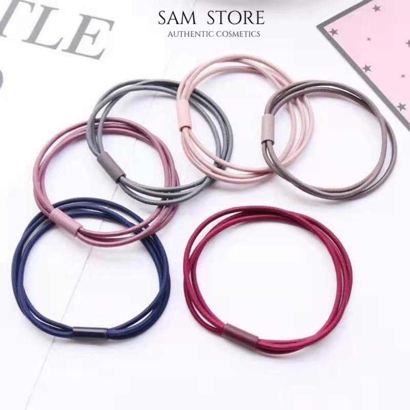 Dây buộc tóc, chun buộc tóc 3 sợi siêu dai nhiều màu