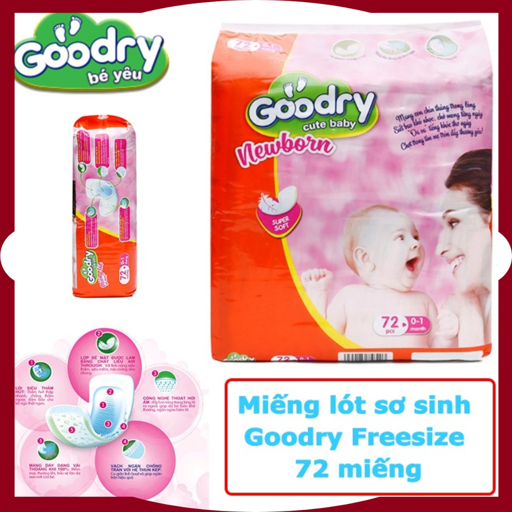 Combo 4 bịch lót sơ sinh goodry new born 288 miếng