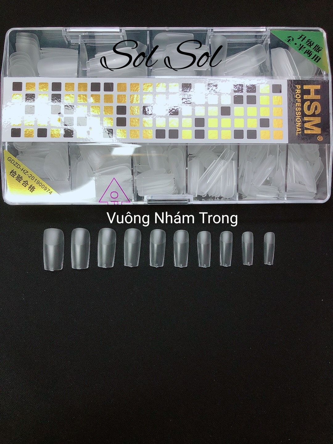 Móng úp lẻ size hsm - phom vuông nhám trong