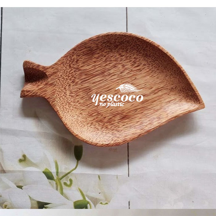 Dĩa Gỗ Dừa Dáng Chiếc Lá|  YESCOCO XƯỞNG SX