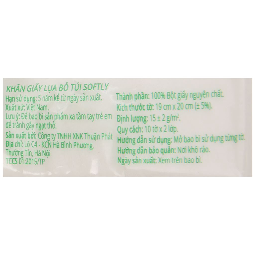 KHĂN GIẤY BỎ TÚI SOFTLY 10 TỜ - 2 LỚP - 6 GÓI (200 x 190 mm)