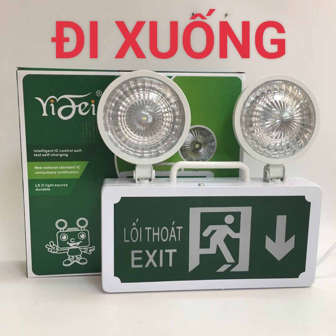 Đèn sự cố kết hợp exit 2in1, đèn chiếu sáng thoát hiểm khẩn cấp sự cố mắt ếch 3a, thiết bị phòng cháy chữa cháy, đèn báo sự cố, đèn exit chỉ dẫn thoát hiểm.
