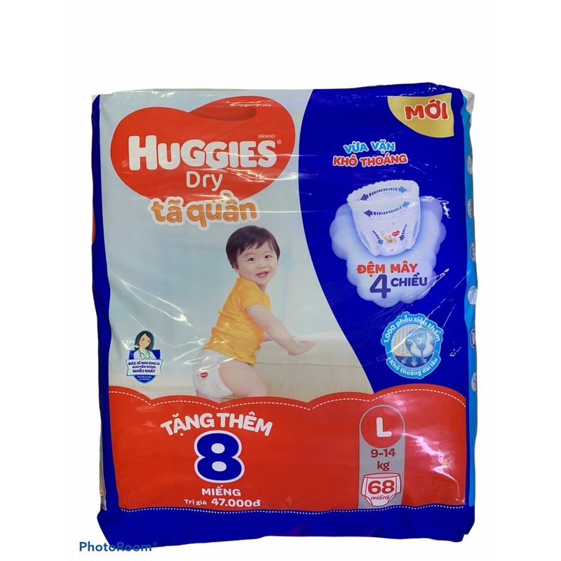 bỉm quần huggies size L68+8 Xl62+8