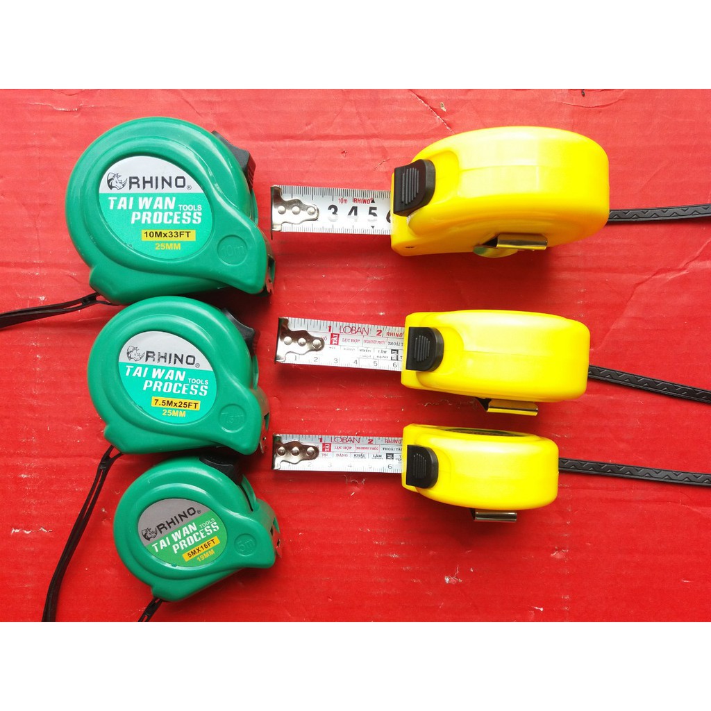 Thước Cuộn Lá Thép RHINO 5m, 7.5m, 10m 1 Mặt Số Lớn Dày Cao Cấp (Chính Hãng)