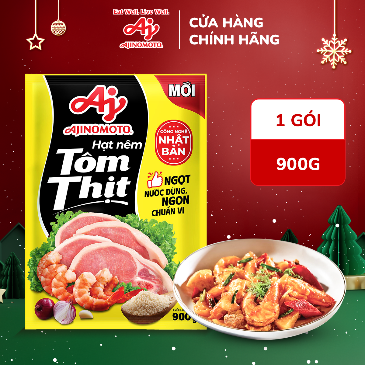 Gói Ajinomoto® Hạt Nêm Tôm Thịt 900g/Gói