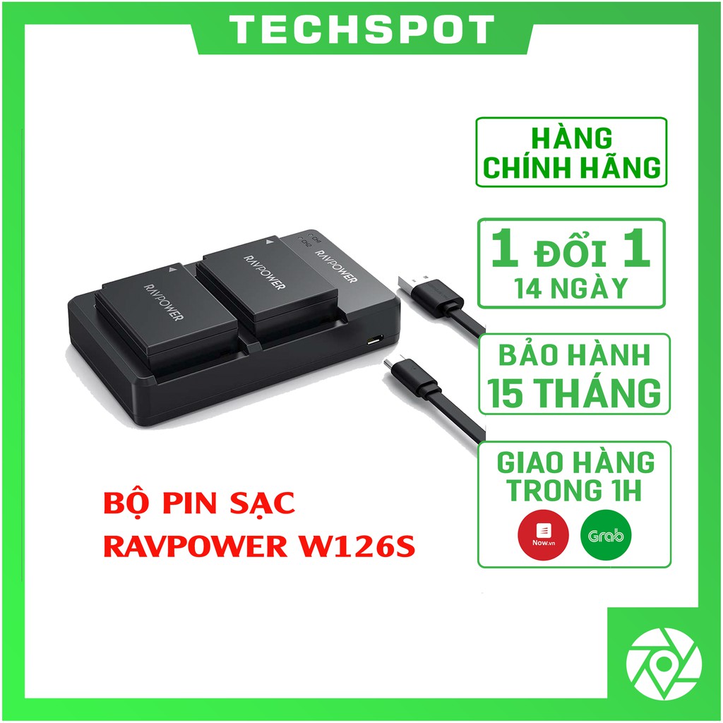 Bộ 2 pin 1 sạc fujifilm np-w126s ravpower rp-bc023 | bảo hành 15 tháng | hàng chính hãng