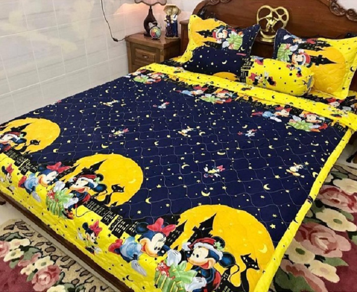 Set Ga Gối Cotton ( tặng kèm áo gối ôm ) Mẫu Mickey Sao Đêm