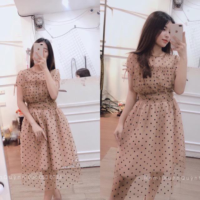 [XẢ KO LỢI NHUẬN] Váy Ren Dự Tiệc Đầm Ren Dự Tiệc Chấm Bi Siêu Xinh