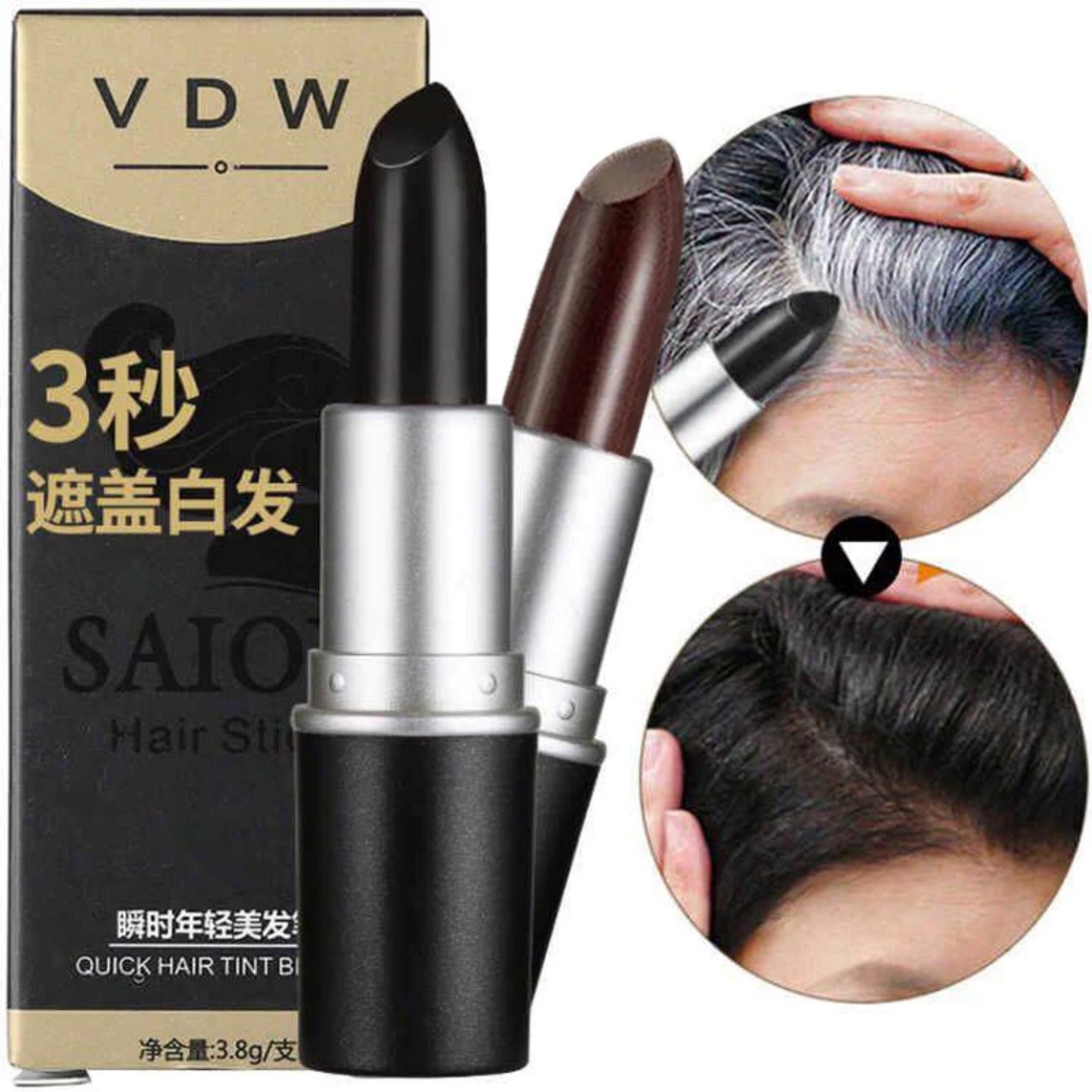 Son Nhuộm Tóc Bạc Thành Đen, Che Phủ Tóc Bạc Tạm Thời VDW 2. (Chính Hãng)
