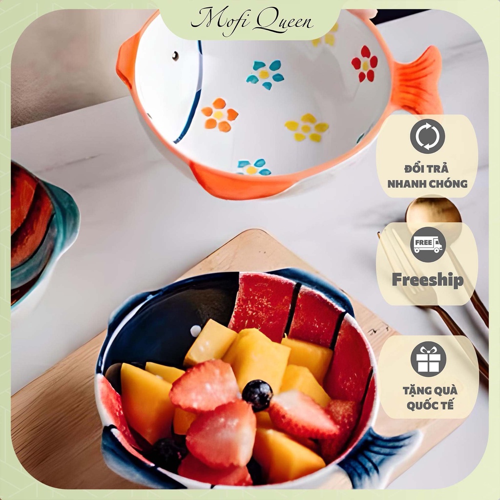 Bát sứ, Tô sứ hình cá màu cam dễ thương