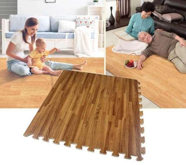BỘ 4 MIẾNG THẢM XỐP VÂN GỖ CAO CẤP