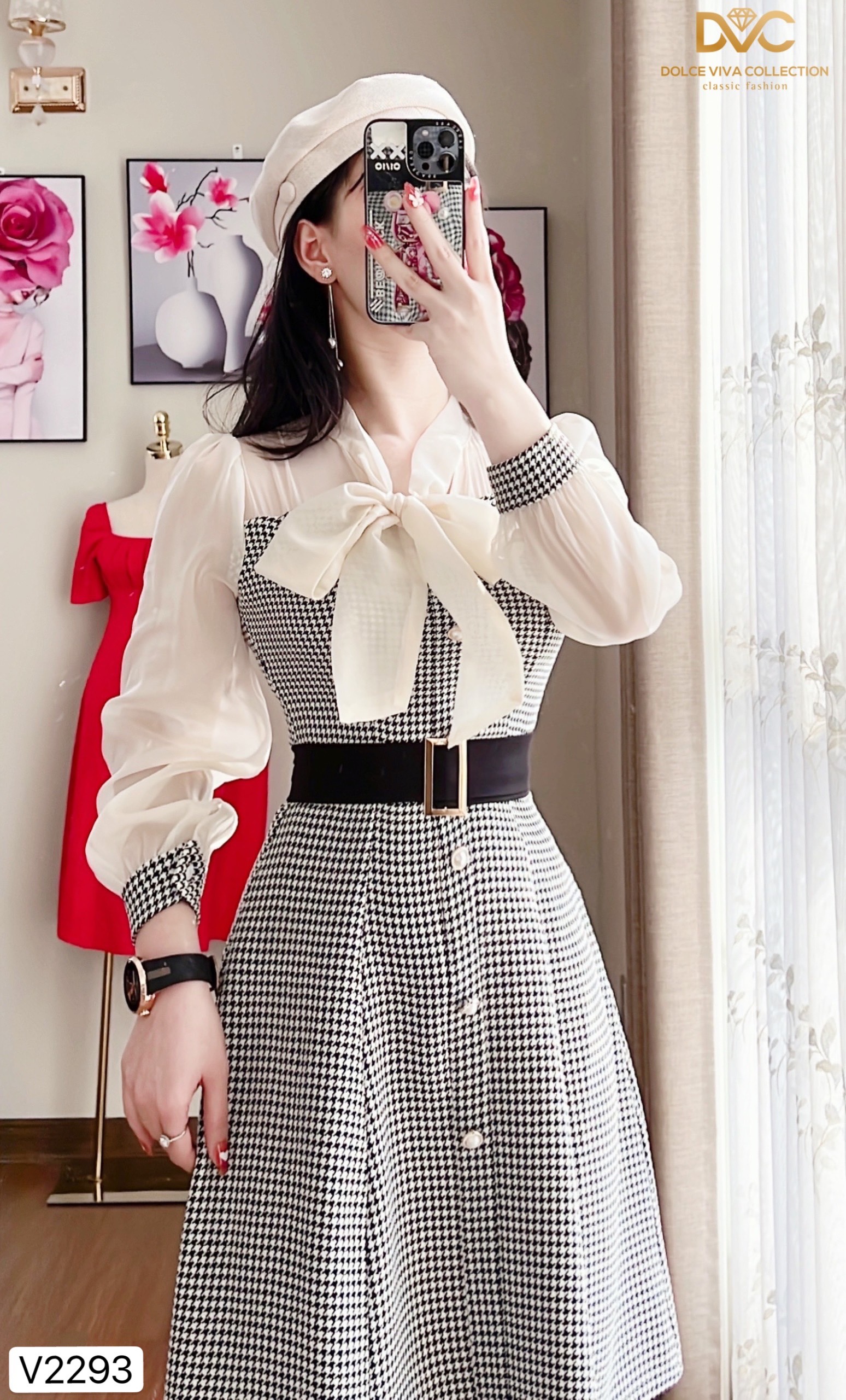 Váy dạ kẻ V2293 - Dolce Viva Collection