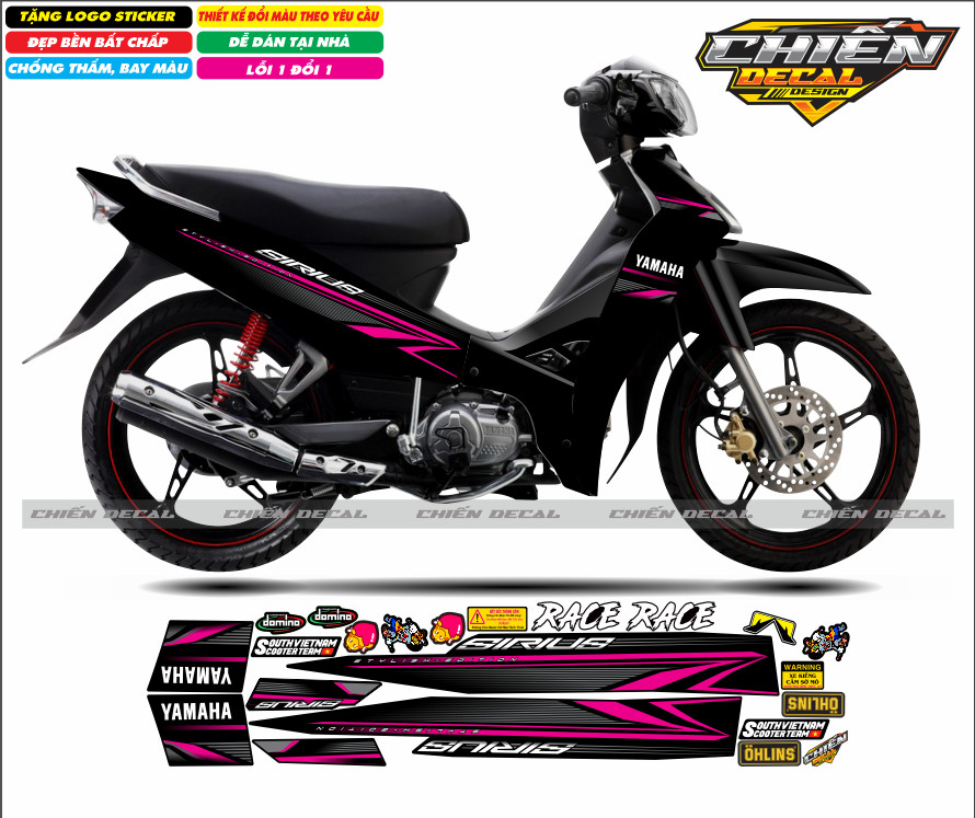 Tem rời xe sirius RC 100cc - 50cc mẫu zin nhiều màu lựa chọn