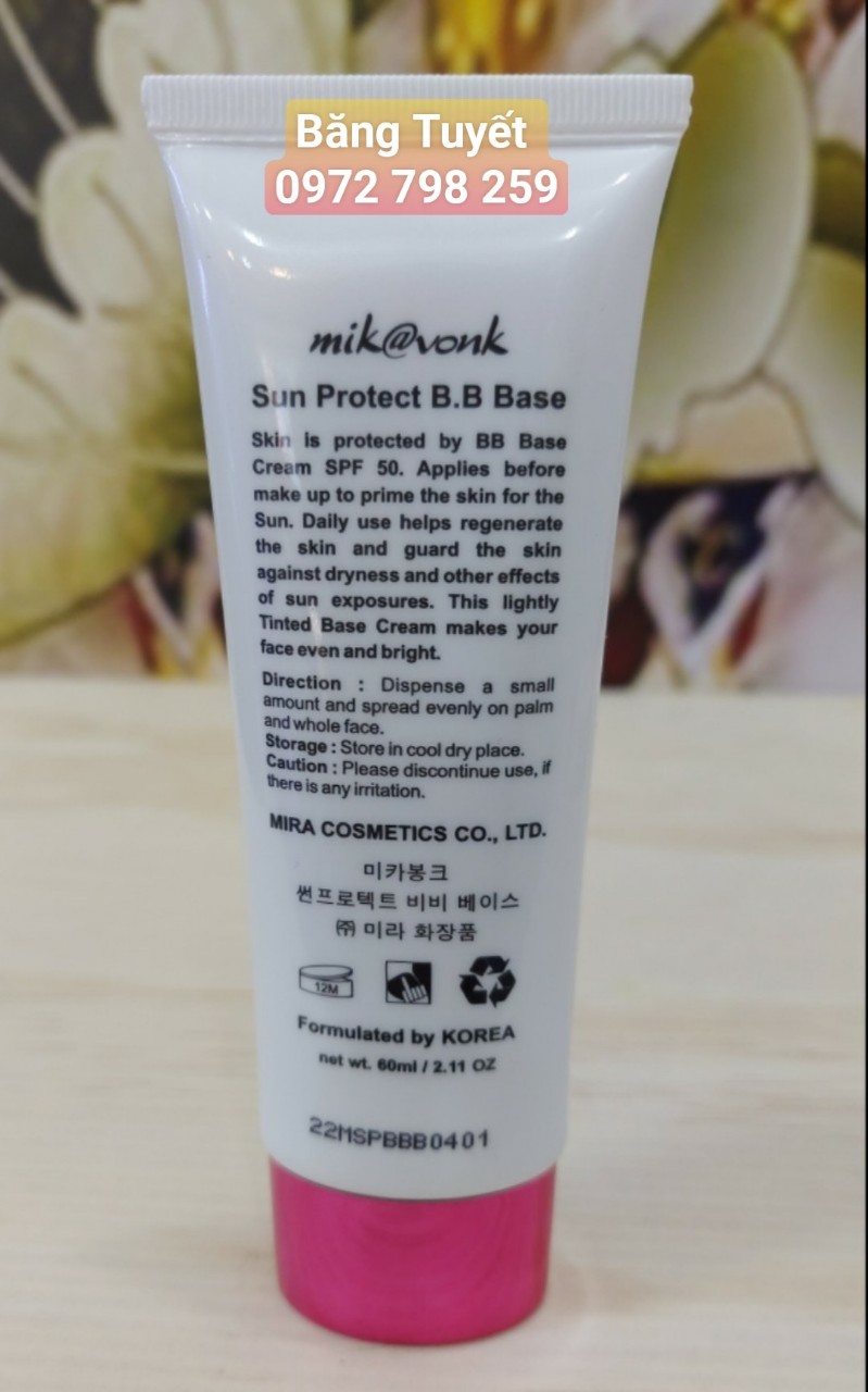 Kem chống nắng dưỡng da Mik@vonk Sun Protect BB Base 60ml
