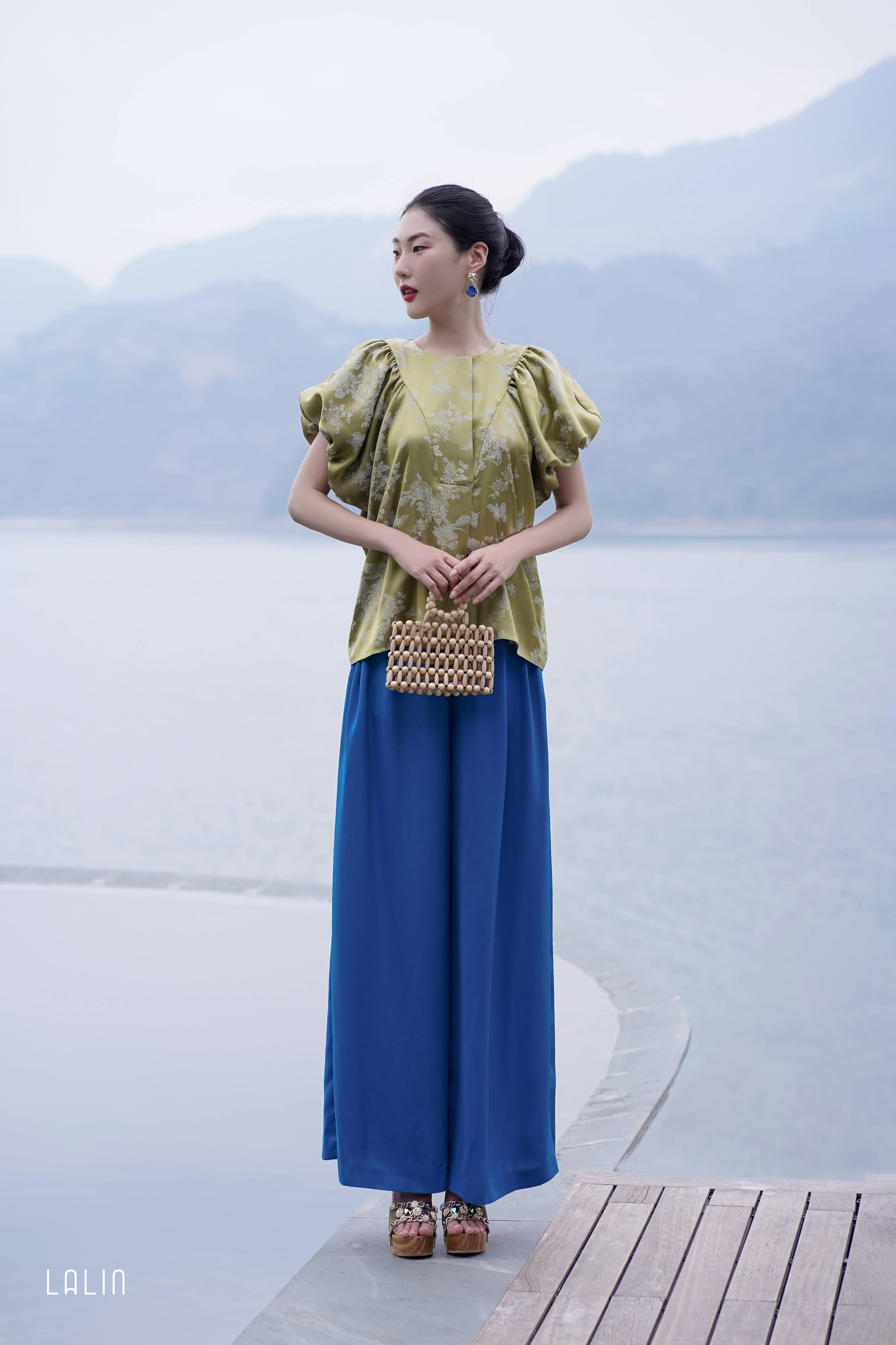 Quần lụa nữ Lalin dáng suông Ánh Miên