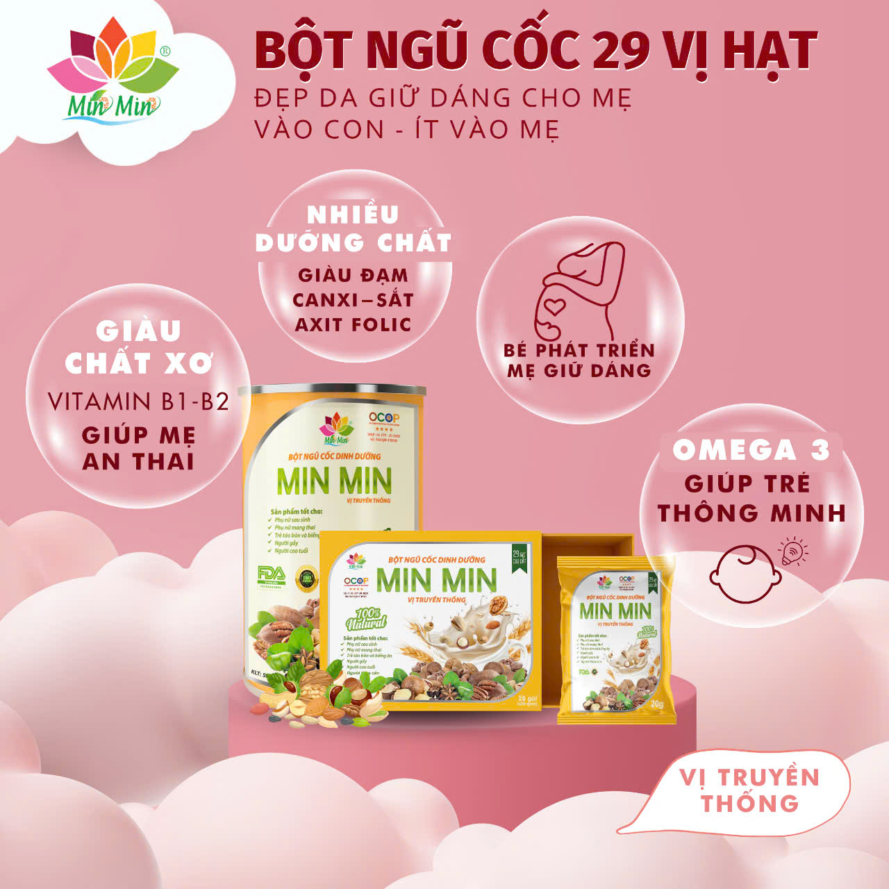 Ngũ Cốc Min Min 29 Loại Hạt-Ngũ Cốc Lợi Sữa,Bà Bầu(500gr)
