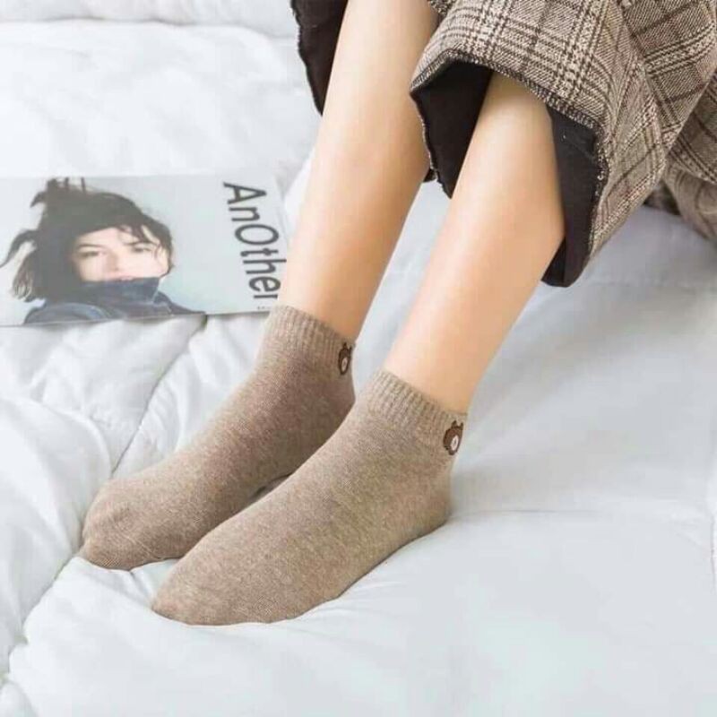 Tất Gấu Brown Cổ Ngắn Siêu Yêu Co Dãn 4 Chiều( Hàng Đẹp Loại 1)