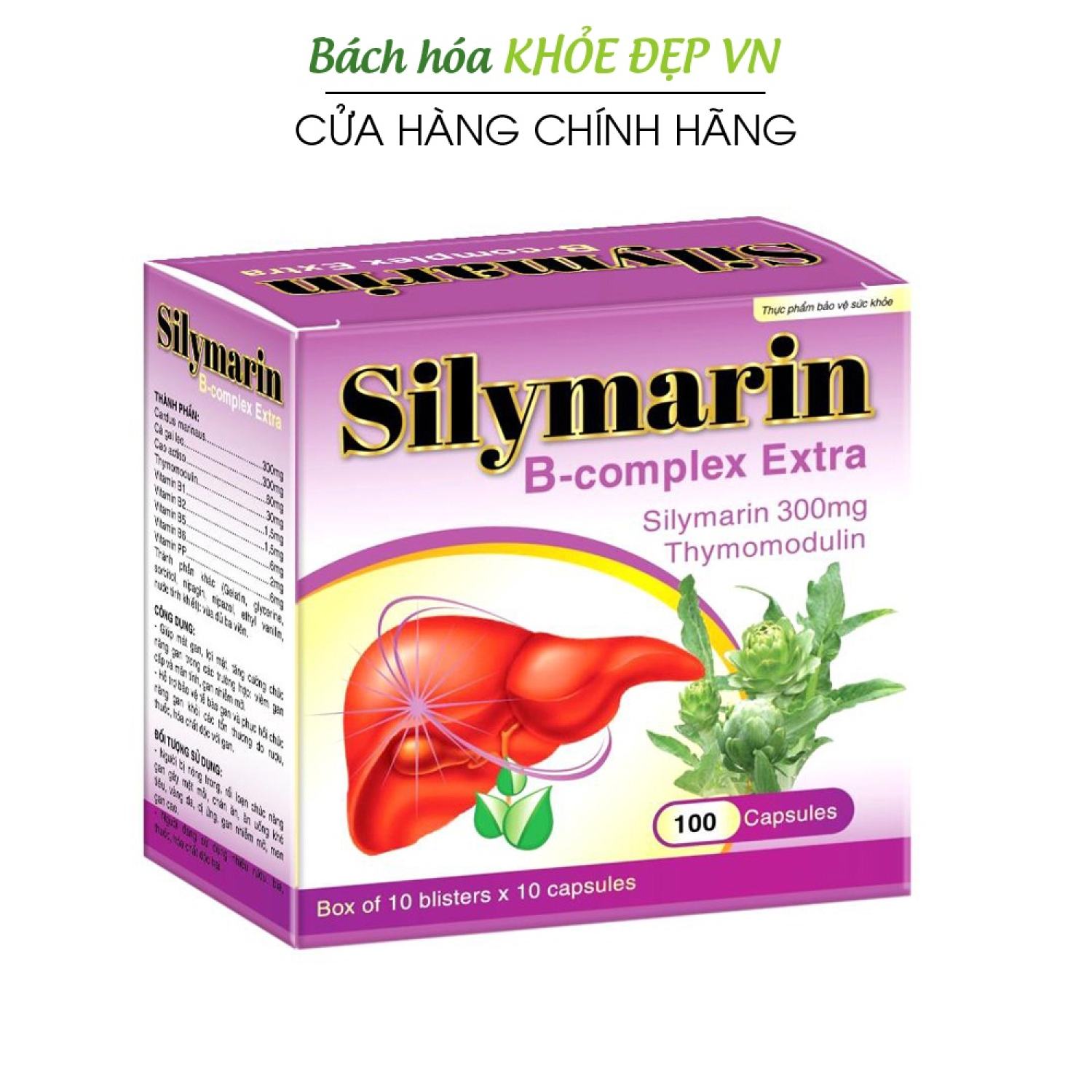 Bổ gan Silymarin B-complex Extra giải độc gan, hạ men gan - 100 viên