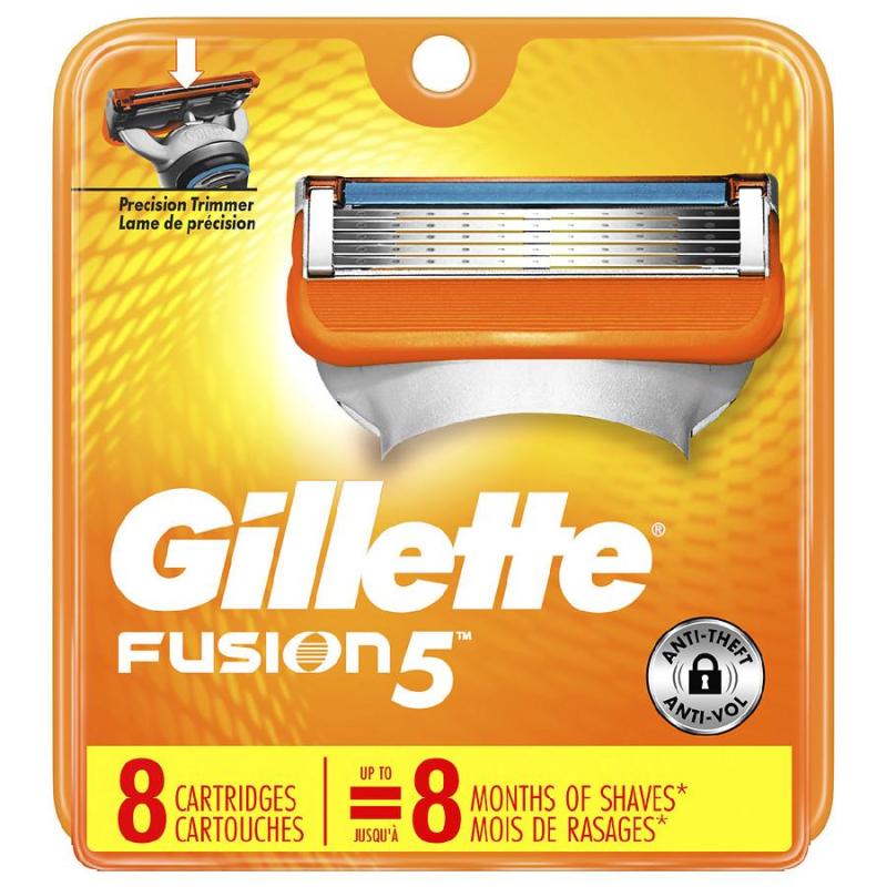 Vỉ 8 lưỡi dao cạo râu Gillette Fusion 5 (Cam) nhập khẩu